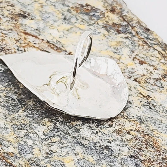EMBOSSE PRESS REAL LEAF RING HANDMADE  STERLING SILVER METAL SIZE 6.5 - Picture 6 of 9
